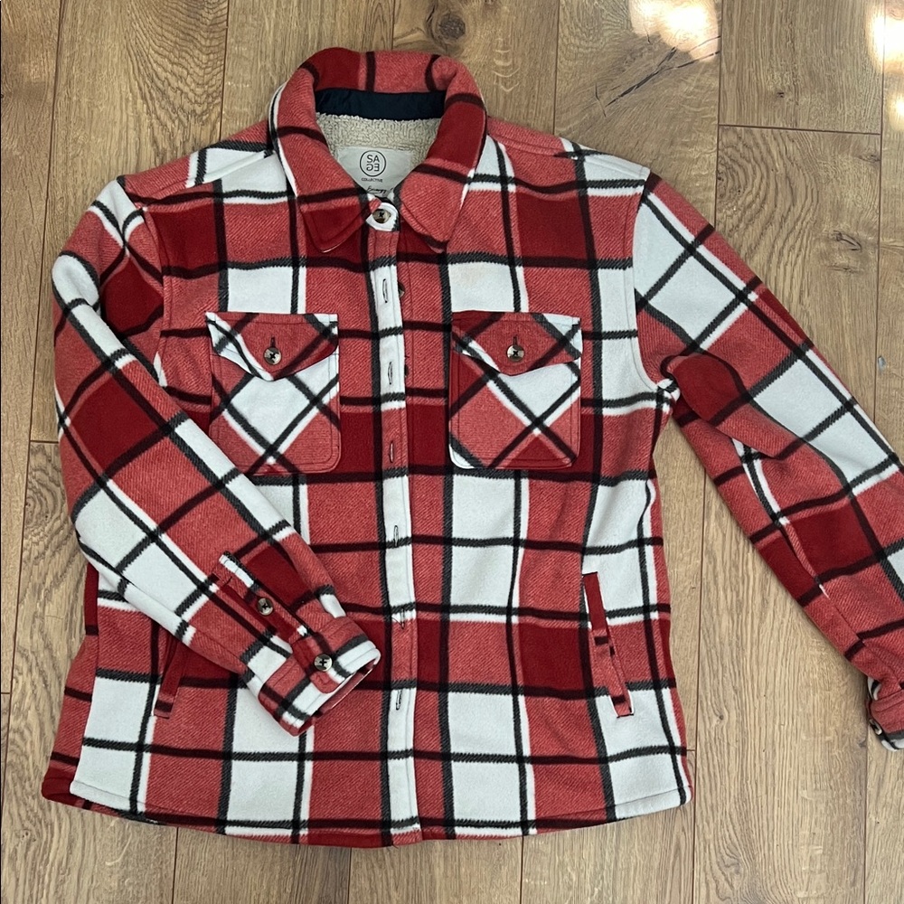 Red and White Plaid Button Down Shirt